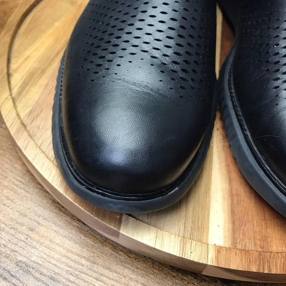 Cole Haan 2.ZeroGrand Oxford Mens 10M Black Leather Laser Cut Dress Shoes
